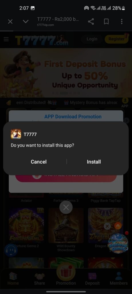 t7777 apk how to install